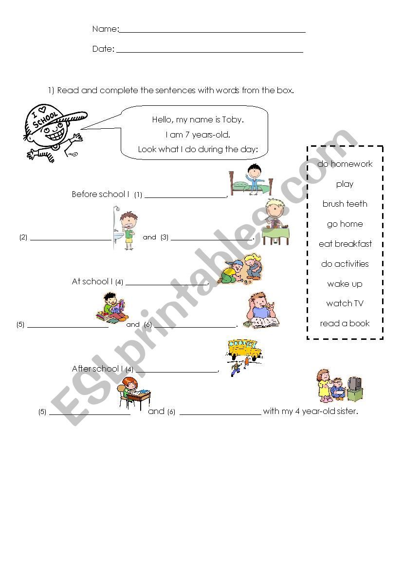 Roys Day worksheet