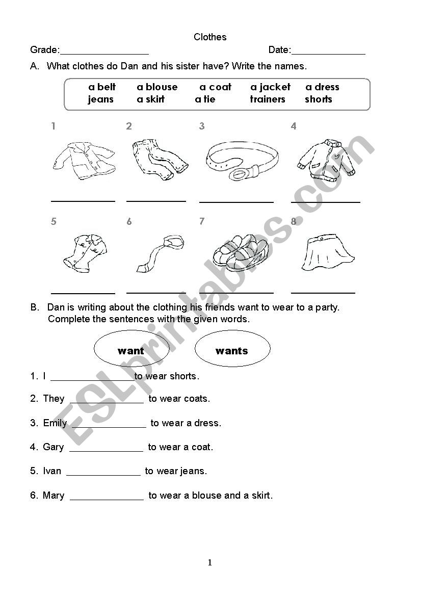 Clothes  worksheet