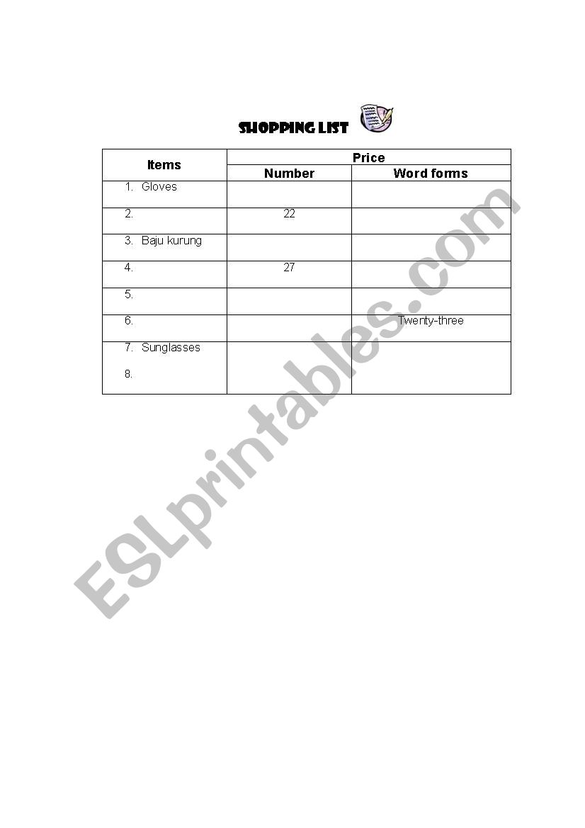 Cardinal numbers worksheet