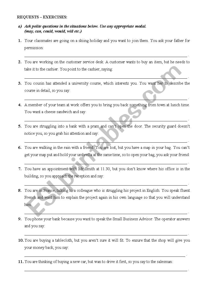 Polite Requests worksheet