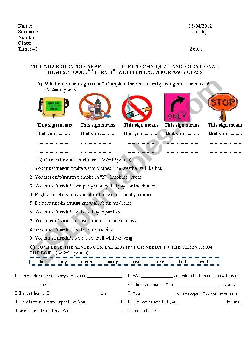 future tense&modals worksheet