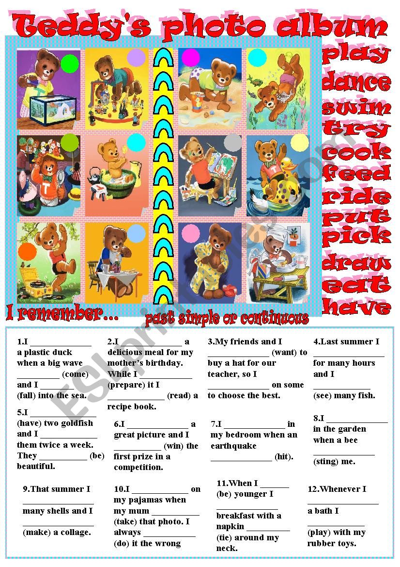 Teddys photo album worksheet