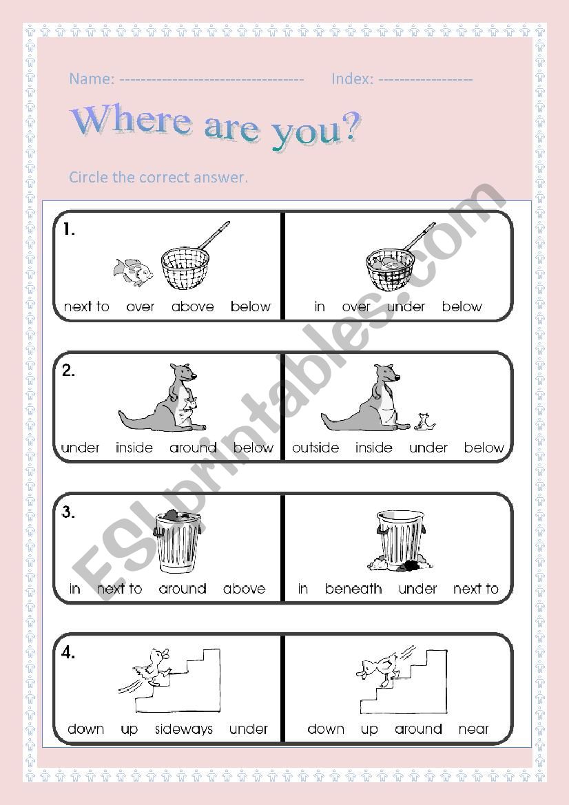 prepositions worksheet