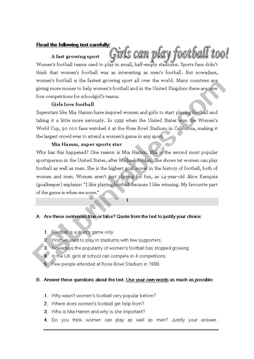 Favourite sport worksheet