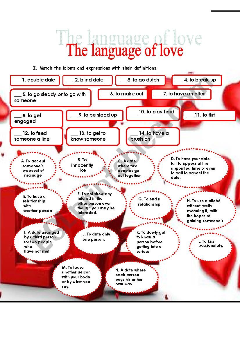 The language of love worksheet