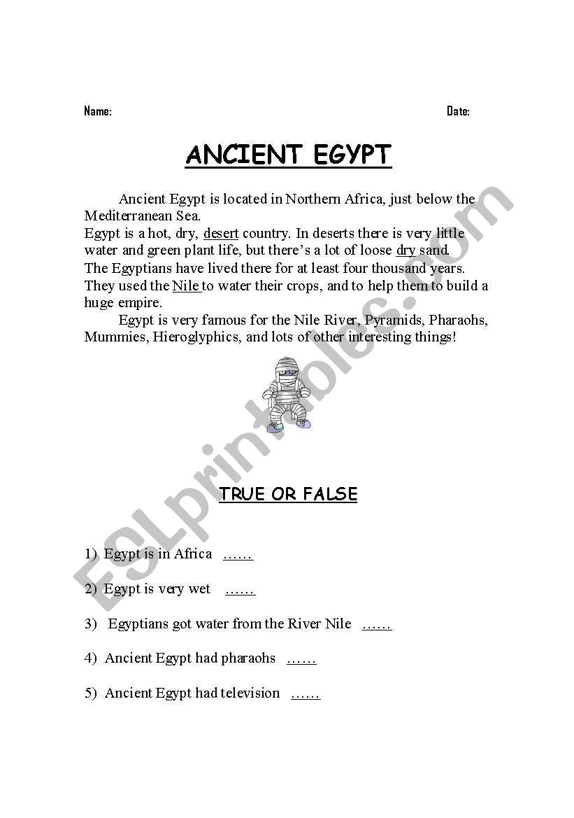 Ancient Egypt worksheet