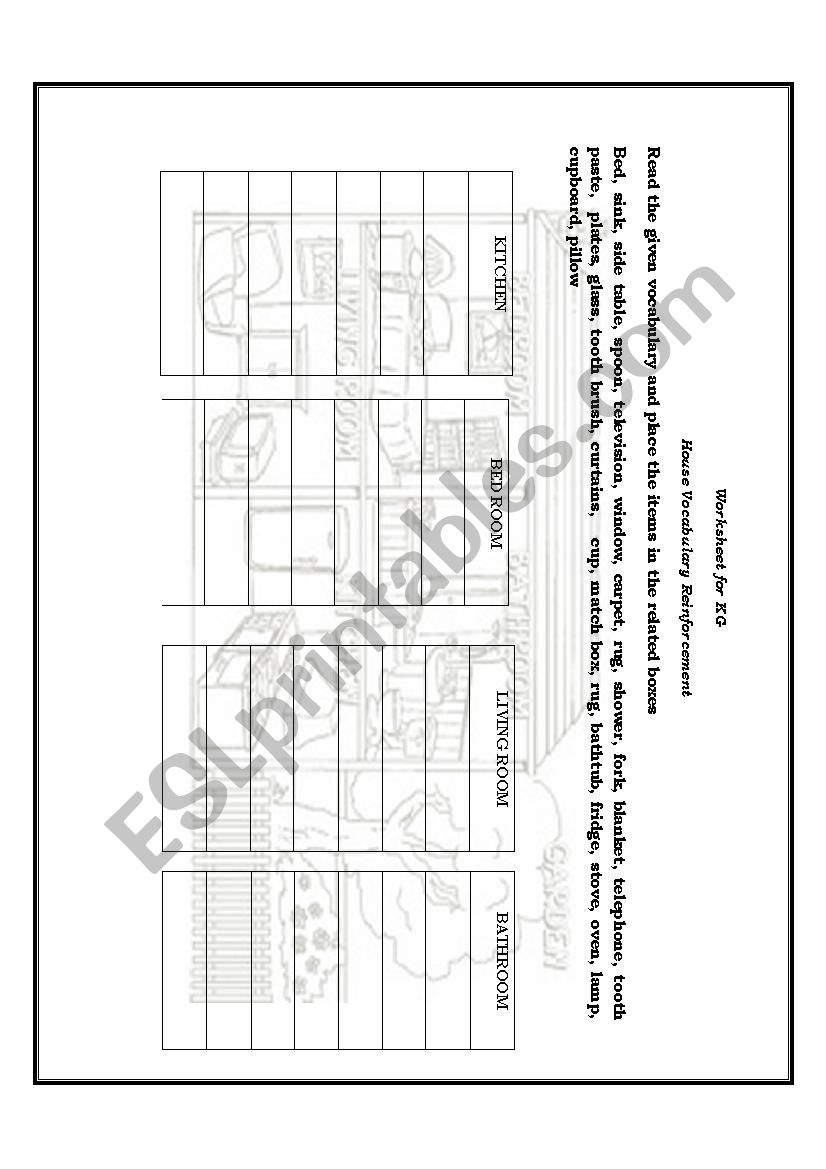 house vocabulary worksheet