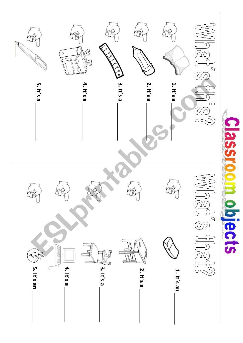 classroom objects worksheet