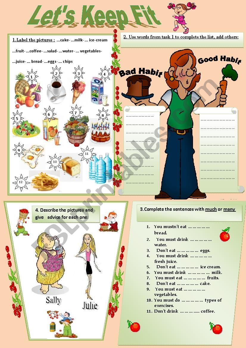 LetÂ´s keep fit worksheet