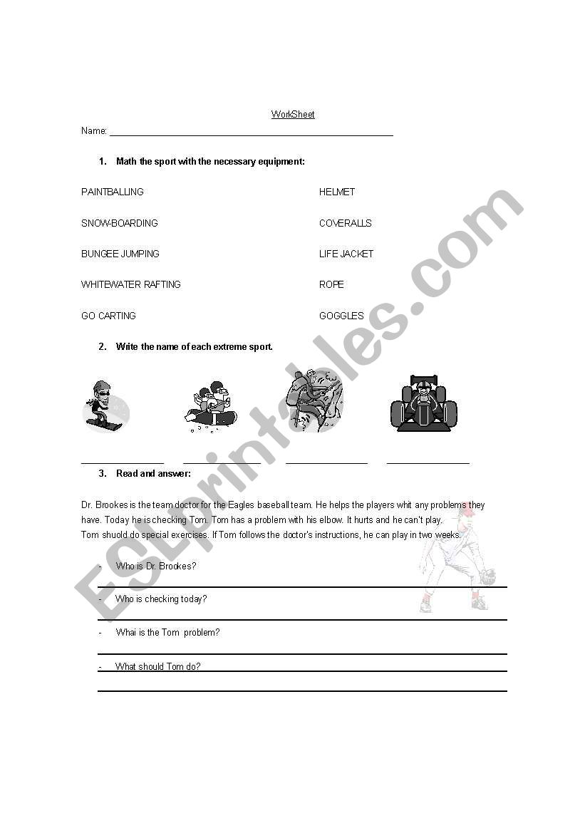 Extreme Sports worksheet