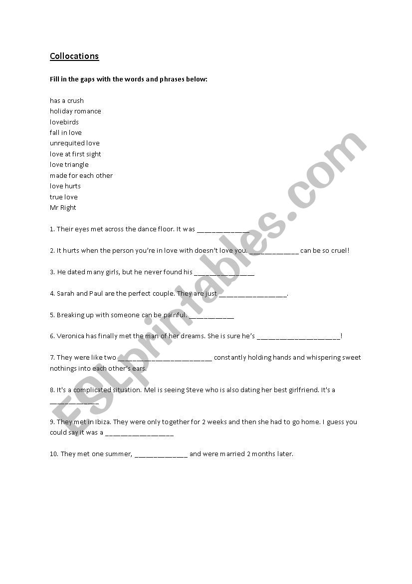 Chat Up Lines worksheet