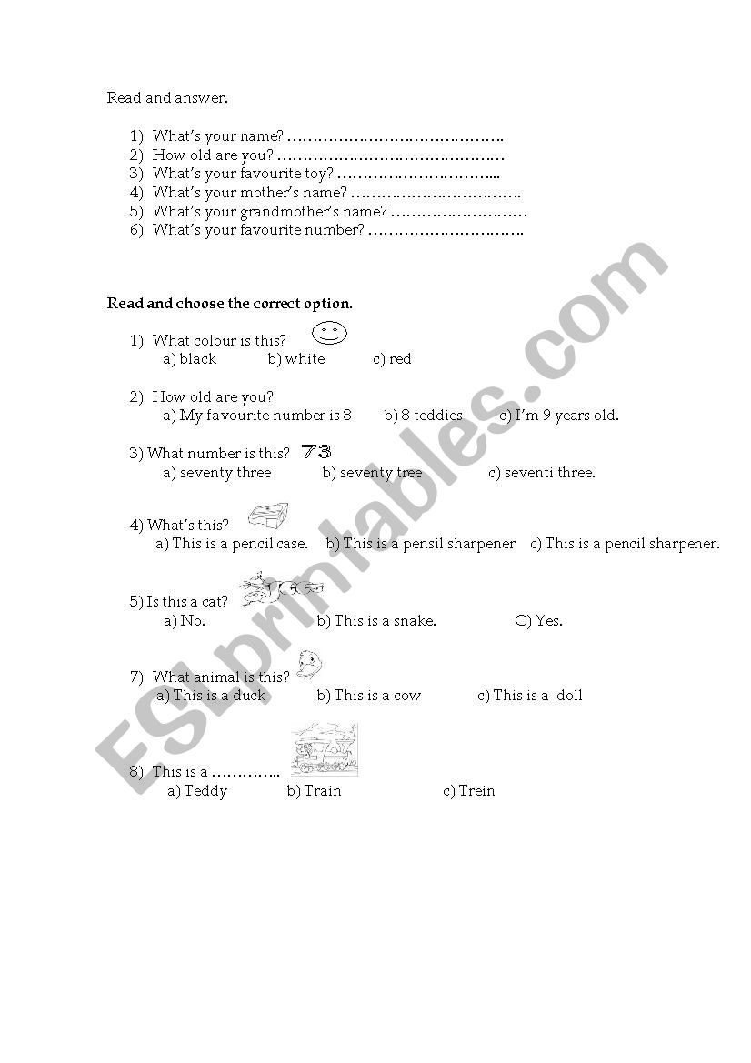 REVISION TOYS COLOURS, ETC worksheet