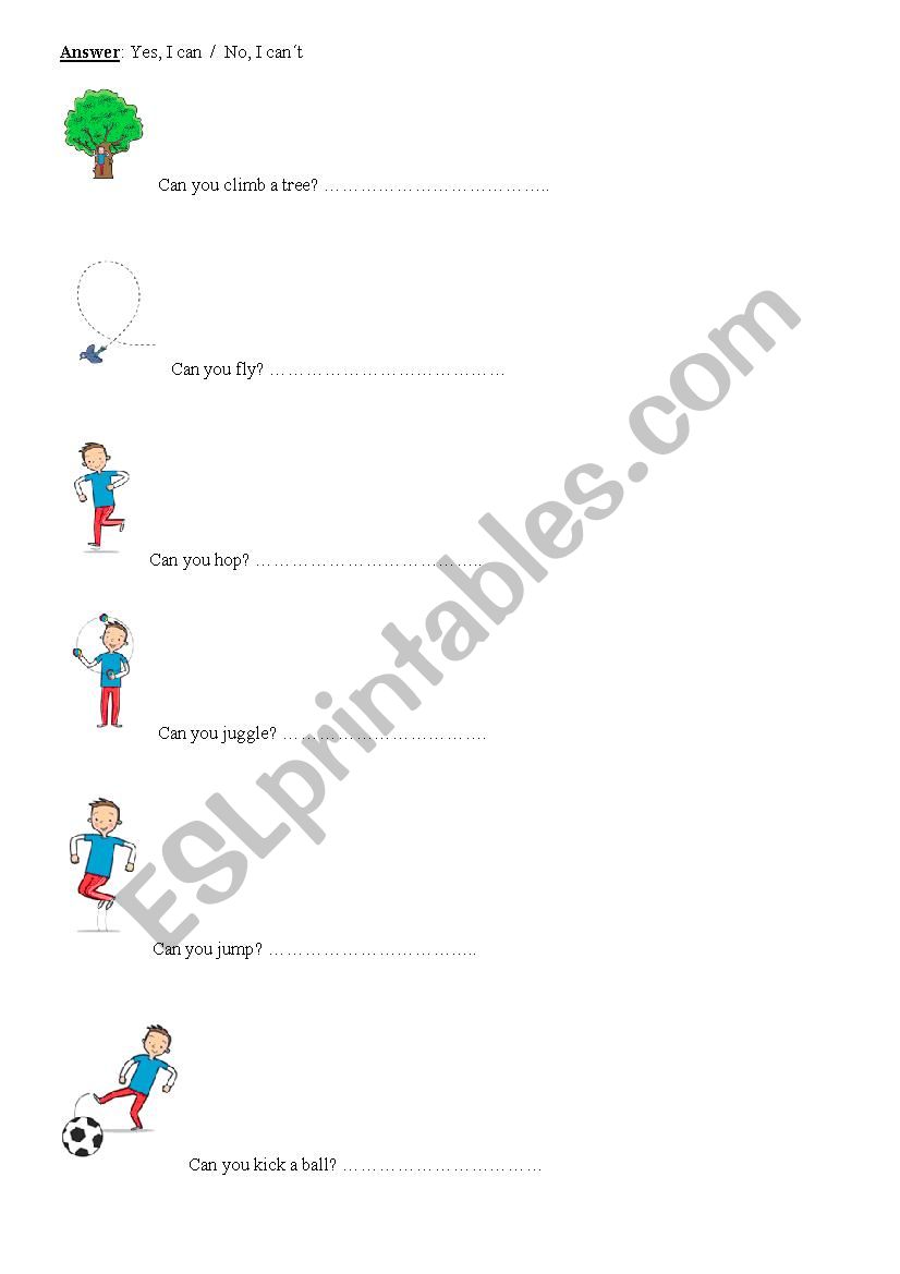 CAN / CANT worksheet