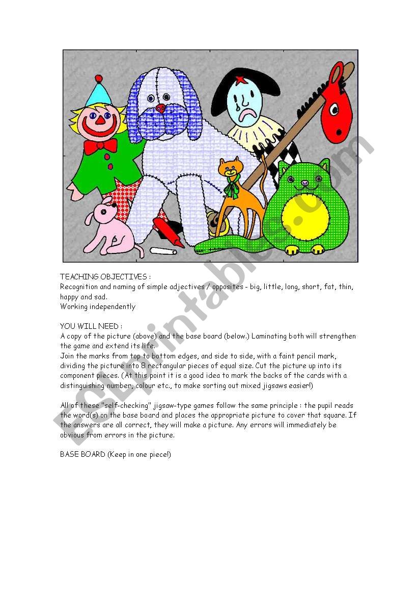 a puzzle to work adjectives worksheet