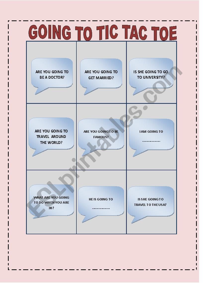 GOING TO TIC TAC TOE BOARDGAME