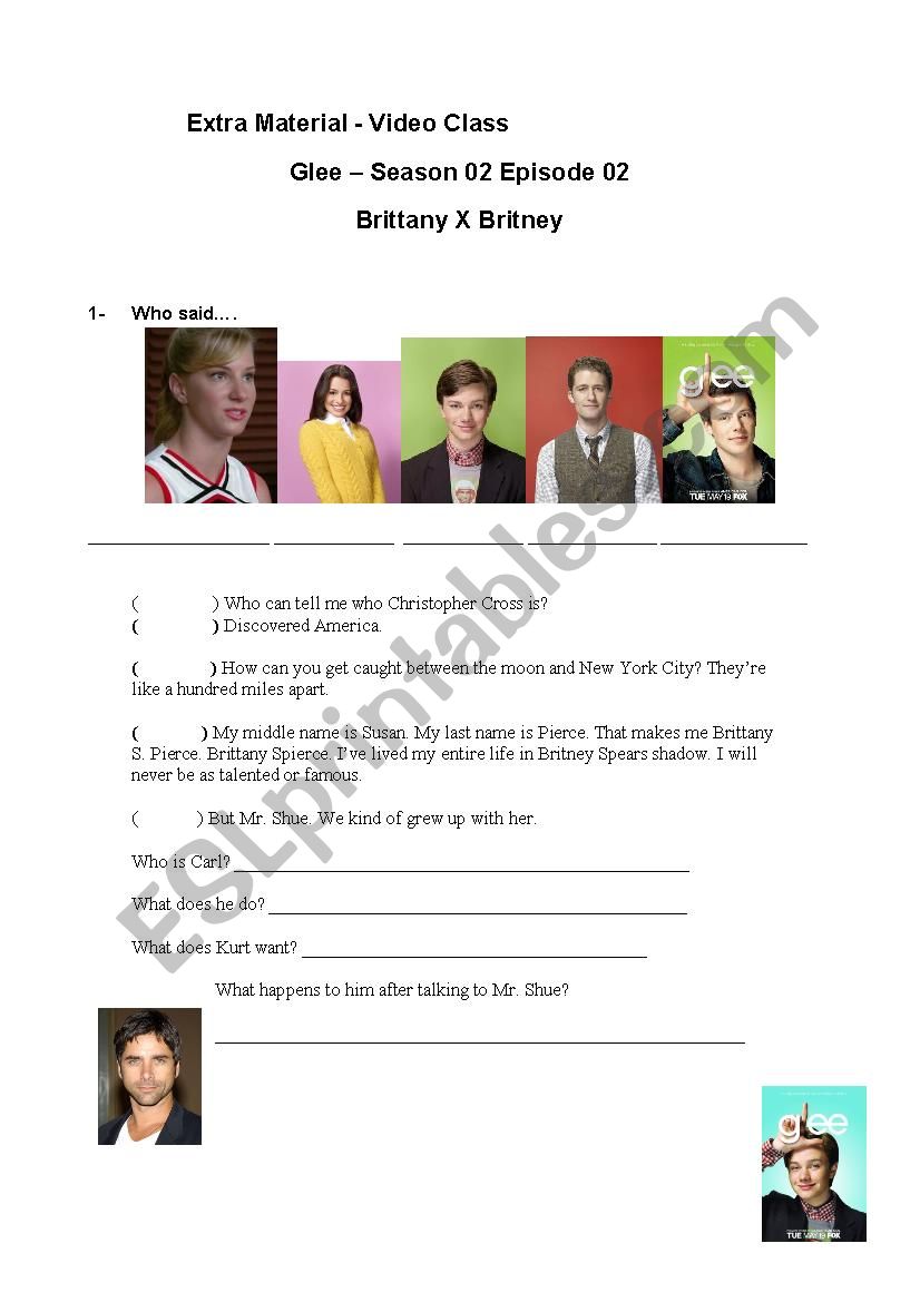 Glee Brittany X Britney  worksheet