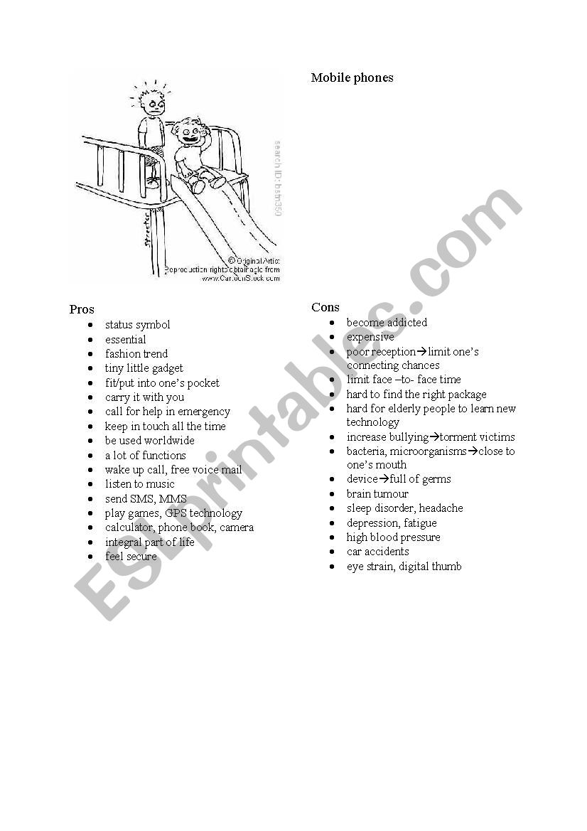 mobile phones worksheet