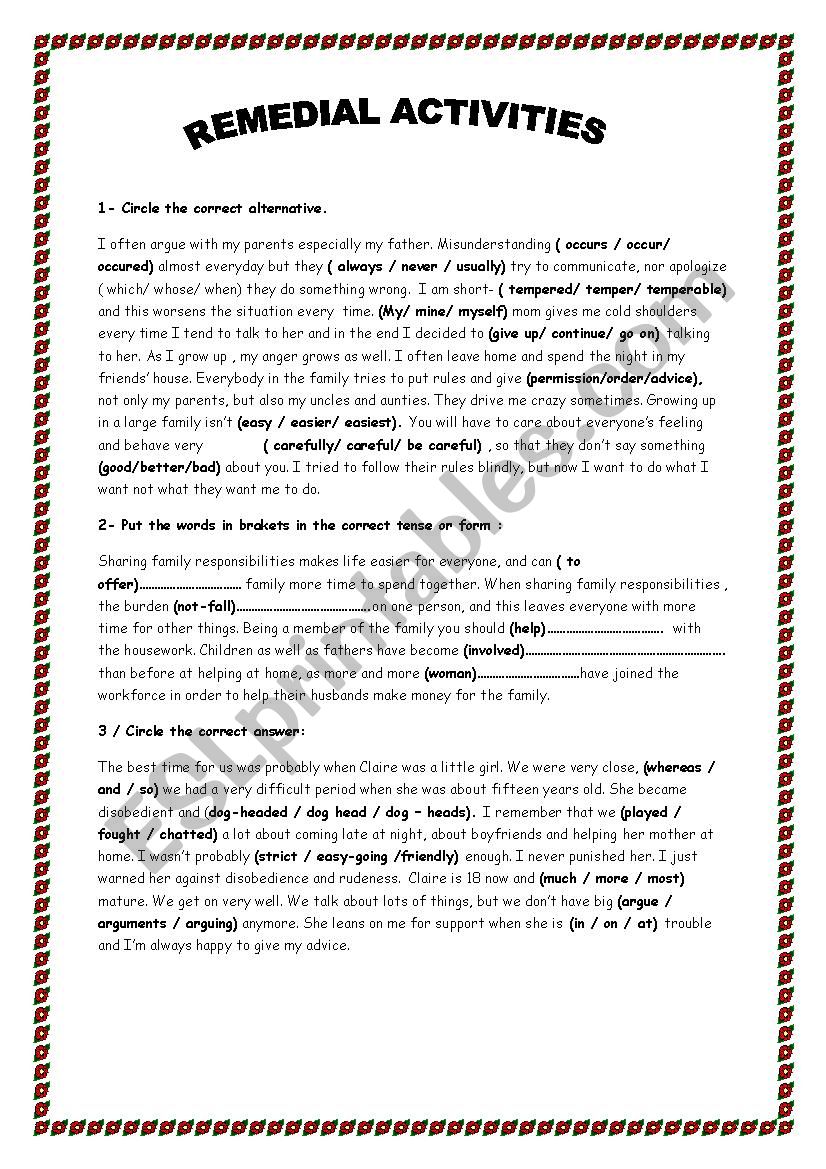 Remedial Act worksheet