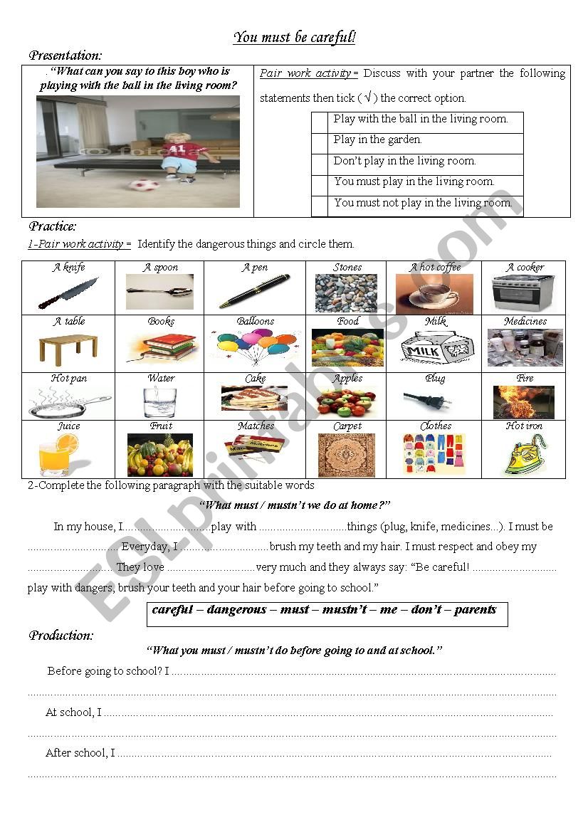 DANGERS AT HOME worksheet