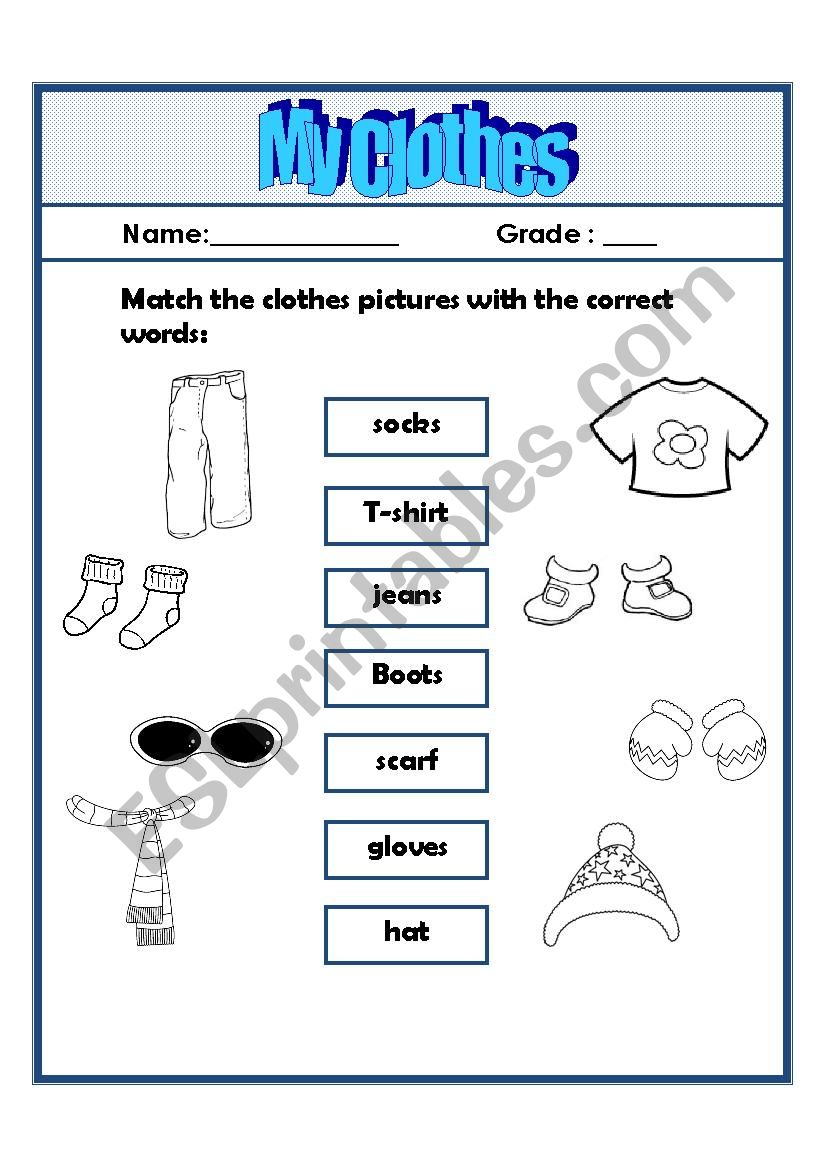 My Clothes worksheet