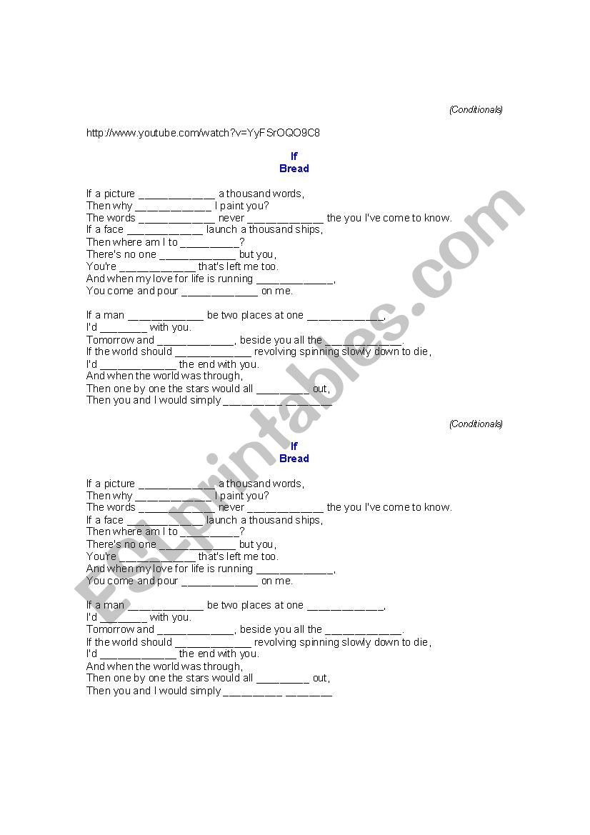 If - Bread worksheet