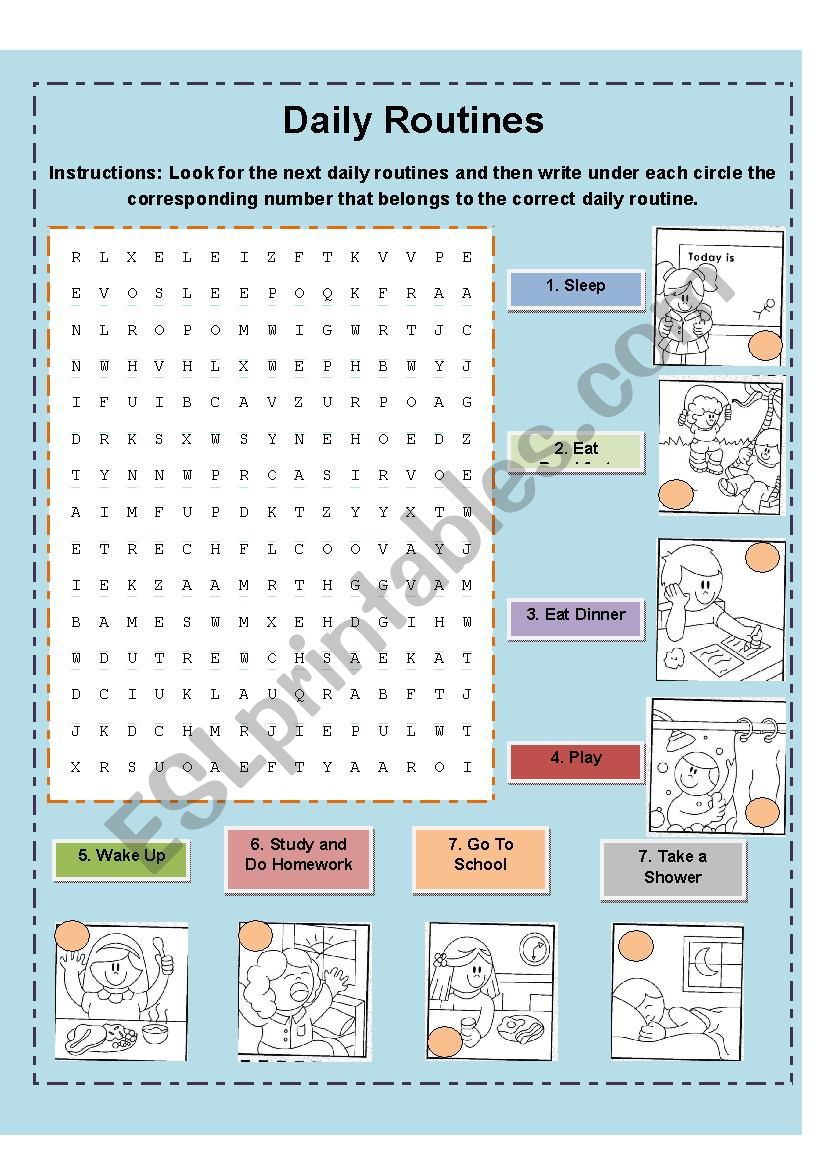 Daily Routines worksheet