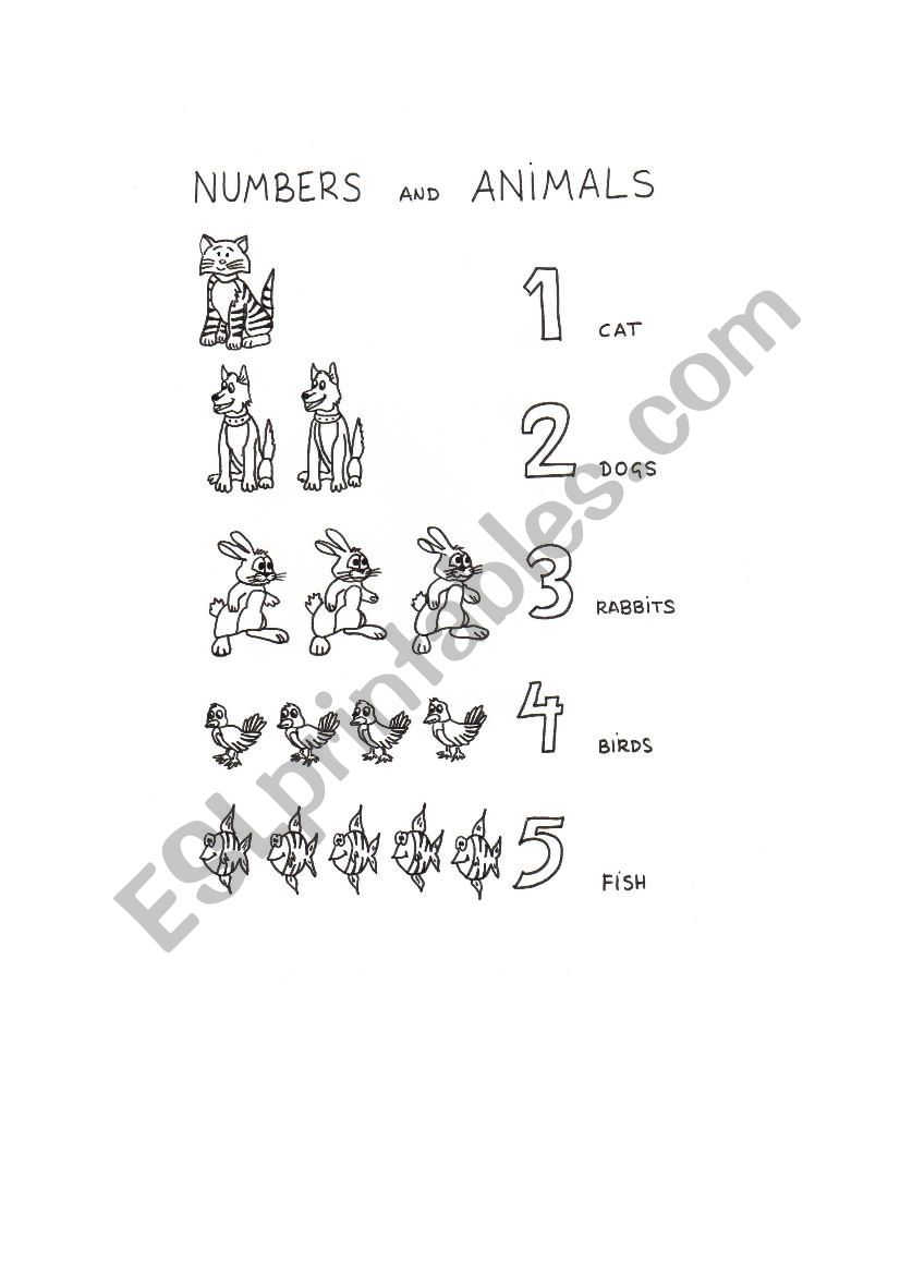 Numbers and animals worksheet