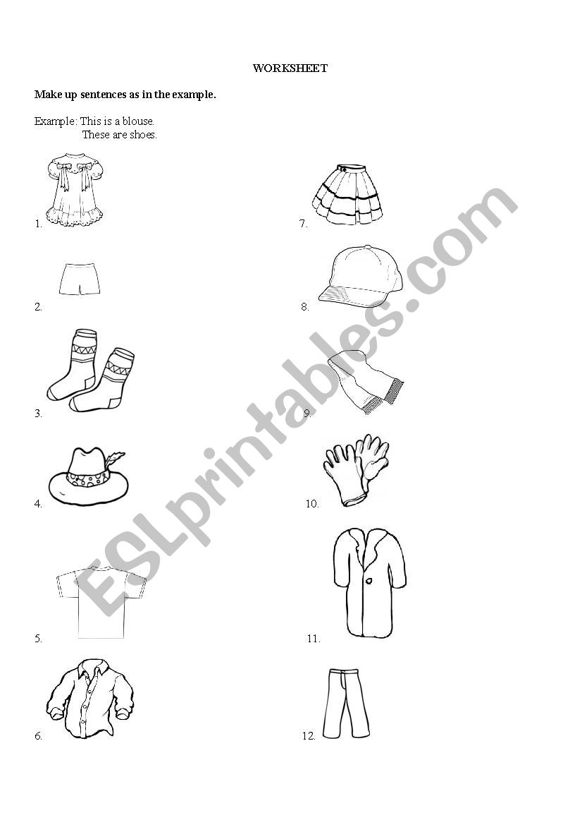 Clothes worksheet