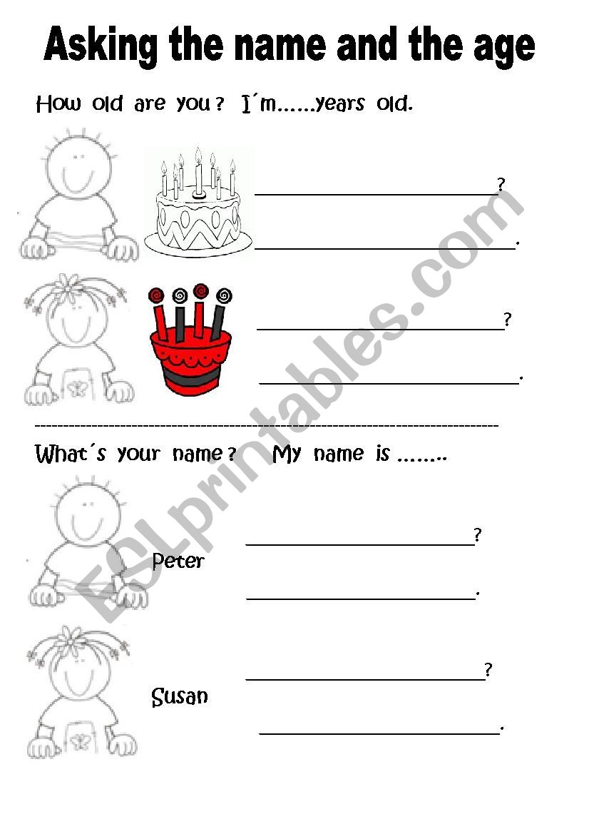 Asking the name and the age worksheet