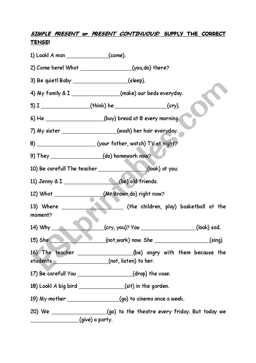 correct tense worksheet worksheet