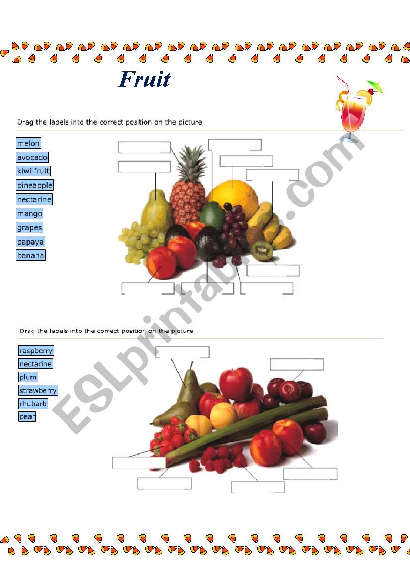 FRUIT worksheet