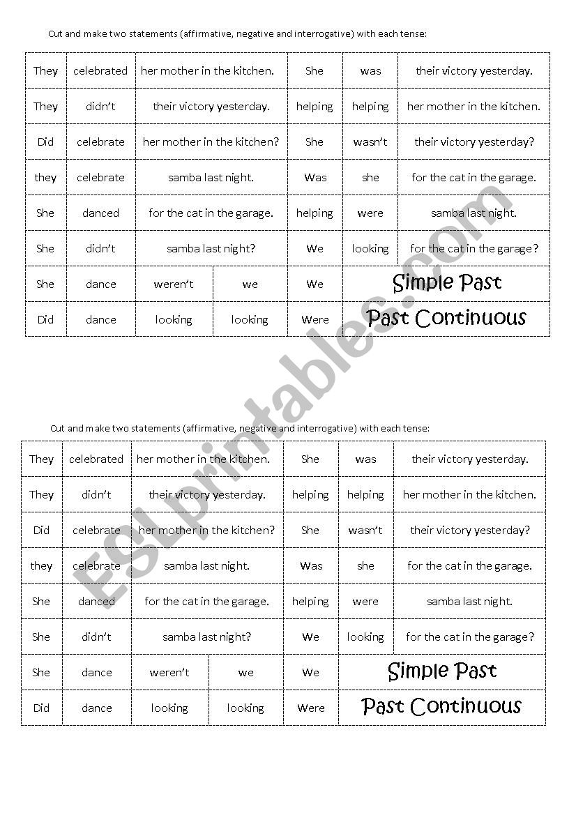 Puzzle with Past Tenses worksheet