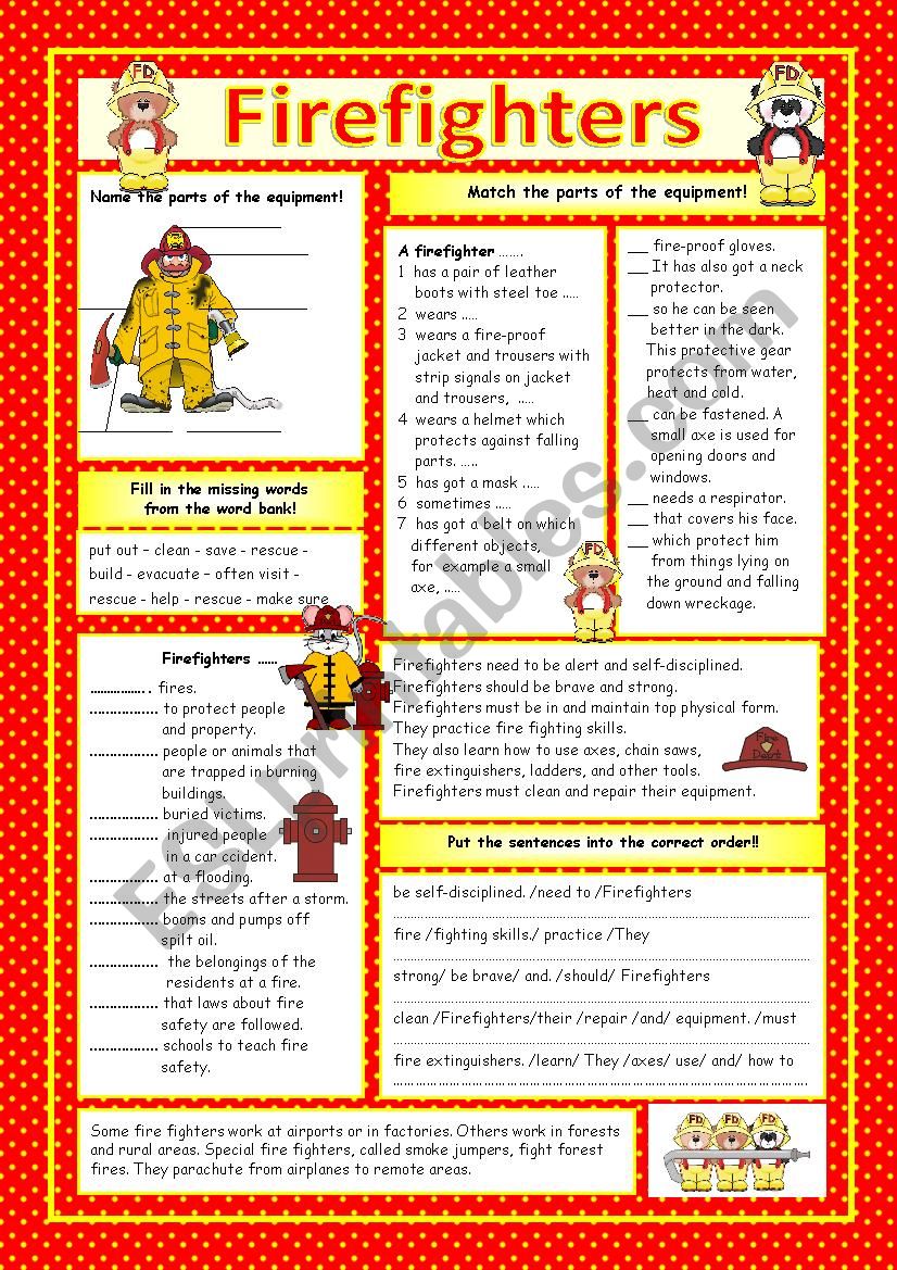 Firefighters (KEY included) worksheet