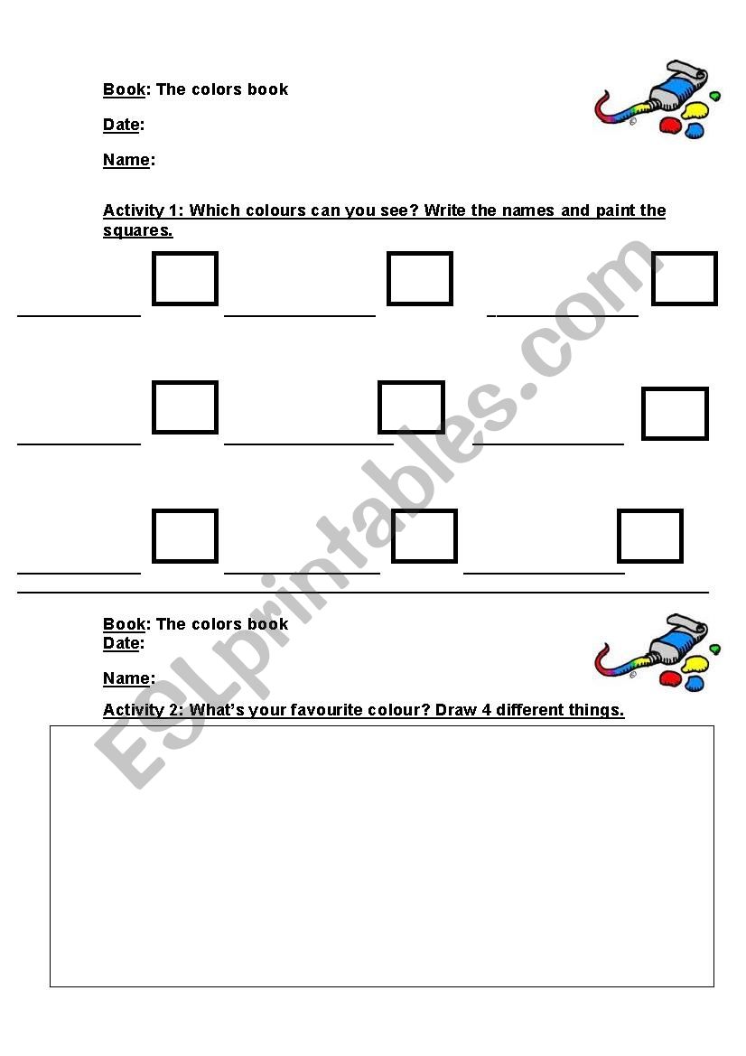 the colors book worksheet