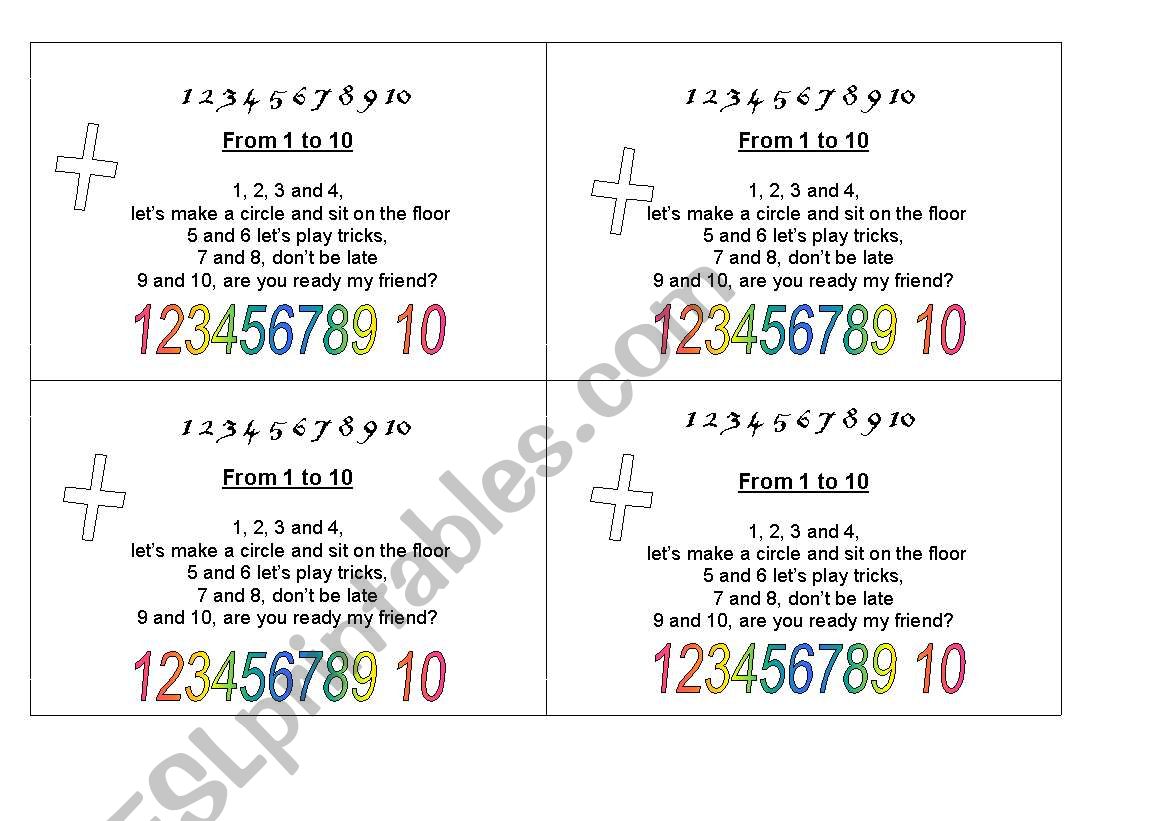 Numbers song worksheet