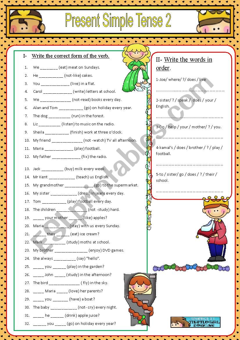 Present Simple Revision worksheet