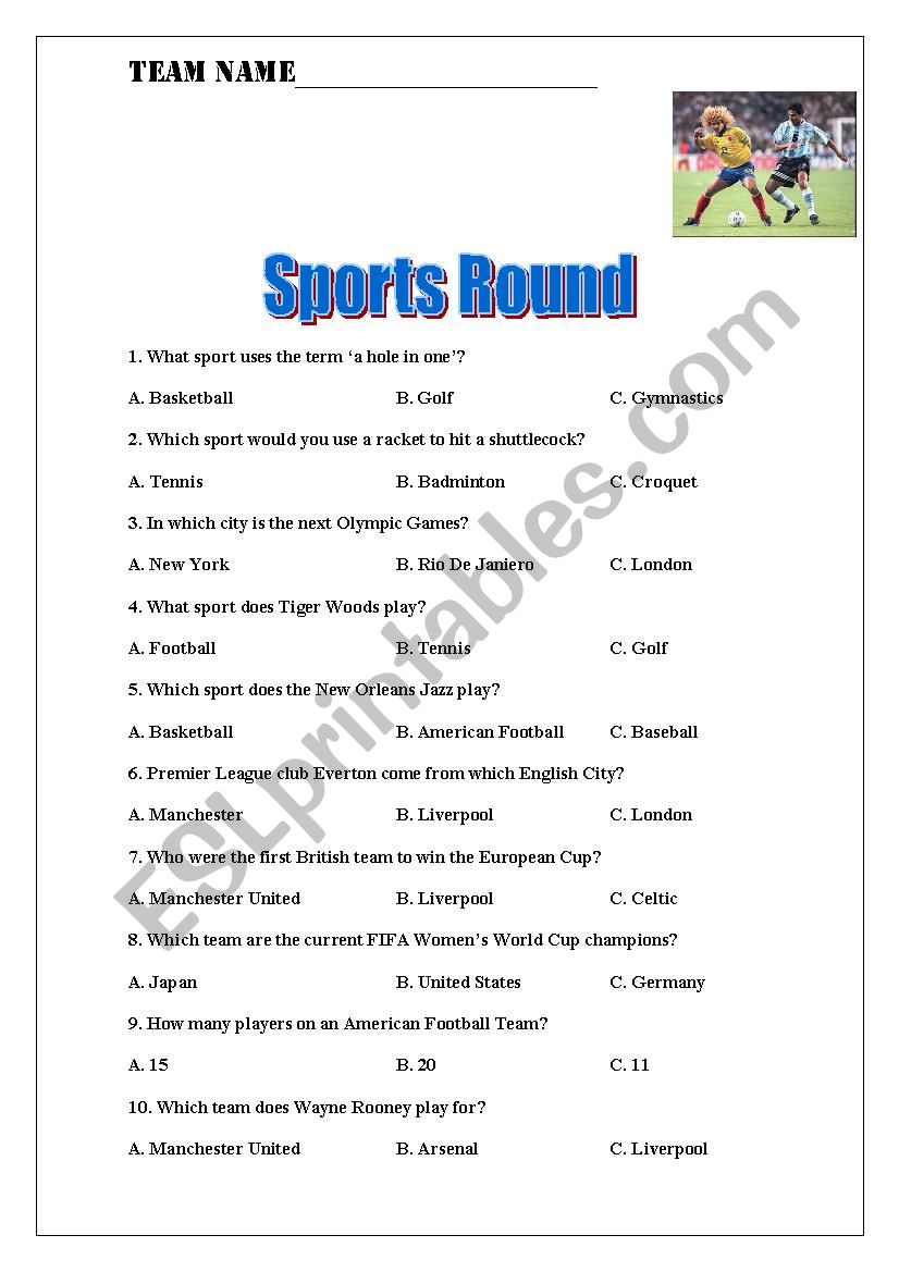 Irish Style Pub Quiz: Part Two: Sports Round