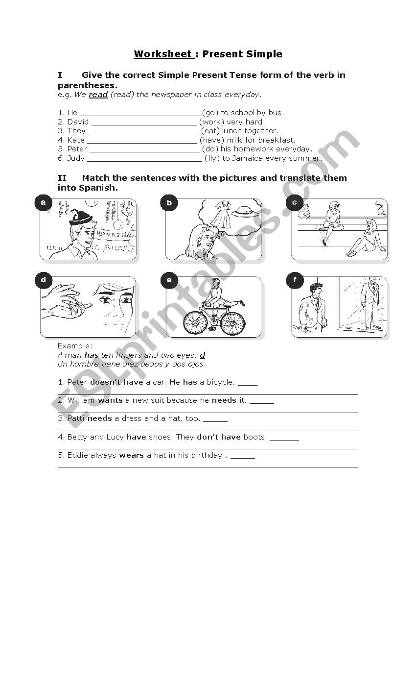 Present Simple worksheet