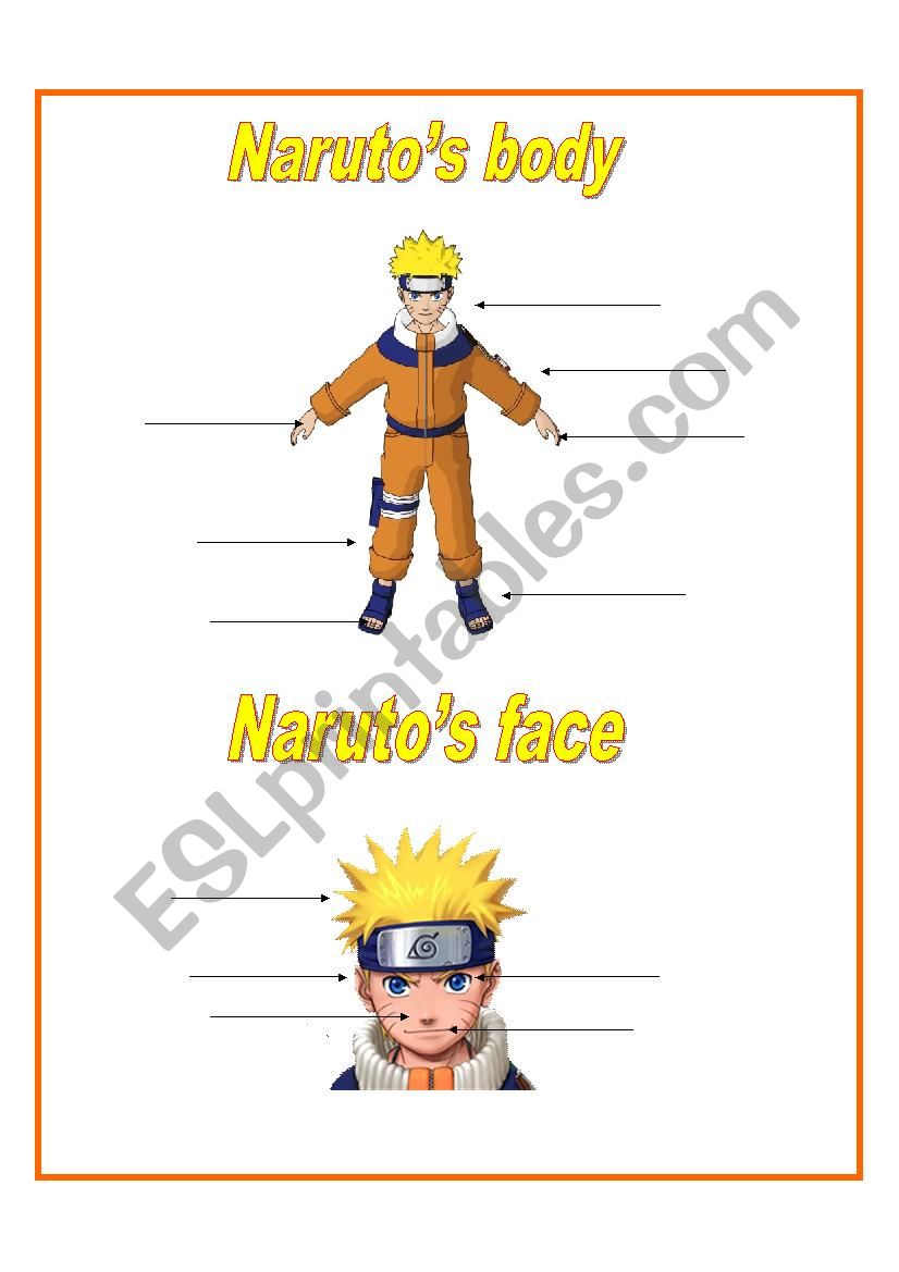 Narutos body and face worksheet
