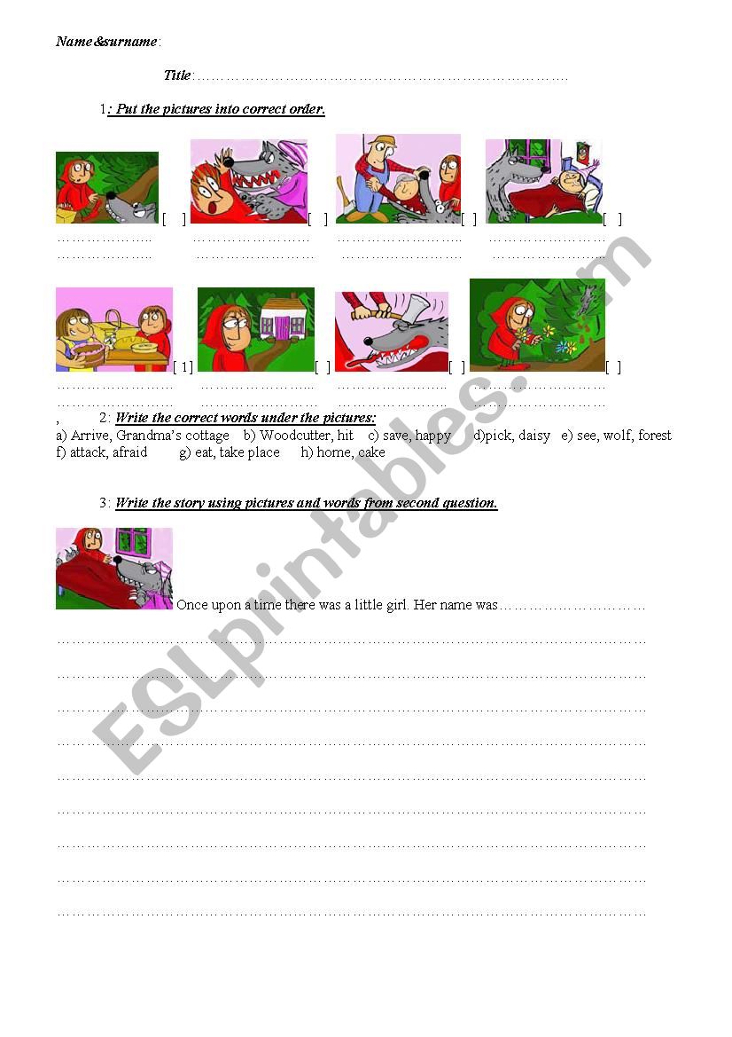 Little red Rifing Hood worksheet