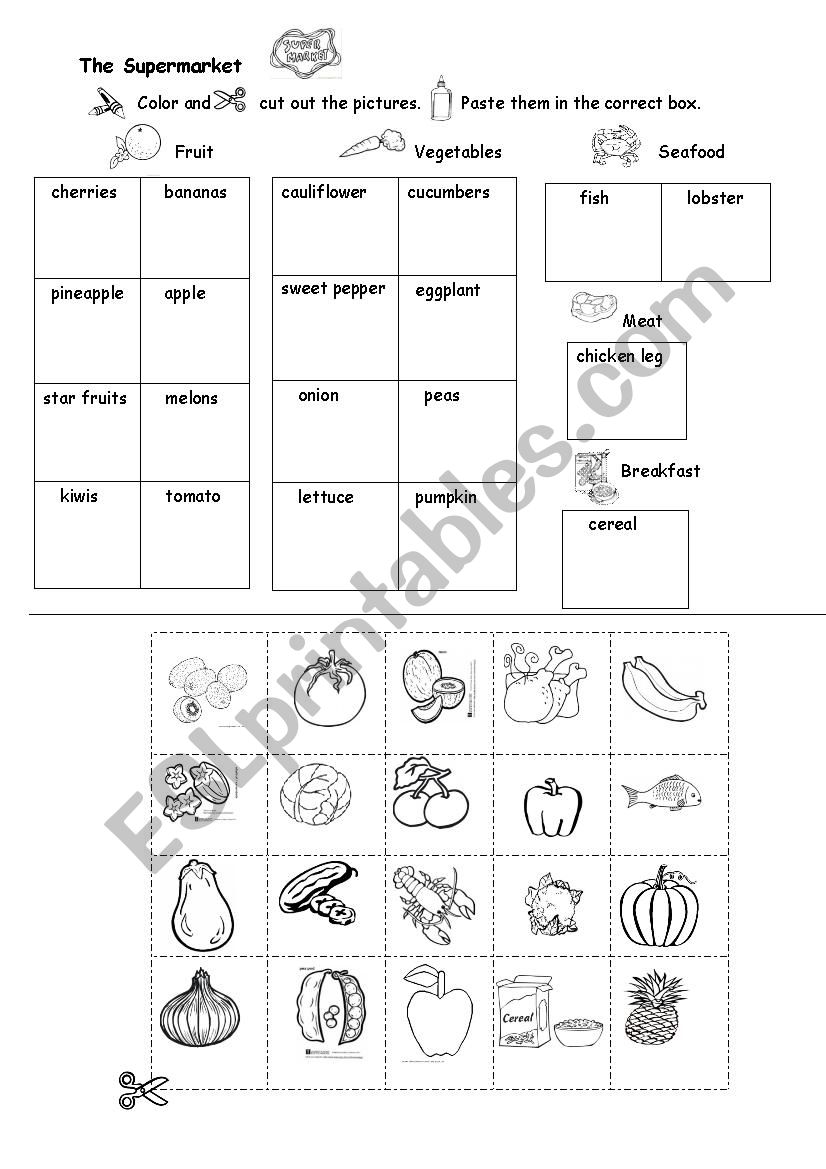 Go Shopping at Supermarket worksheet