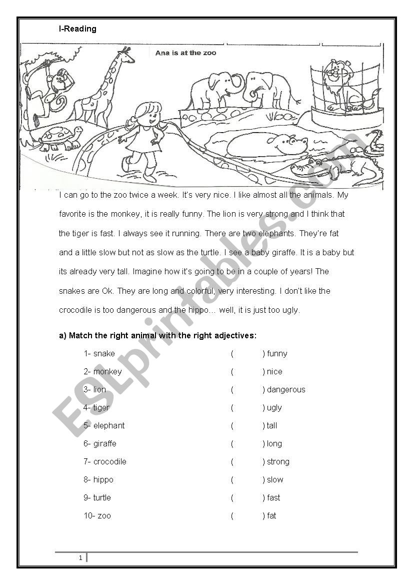Anna is at the zoo worksheet