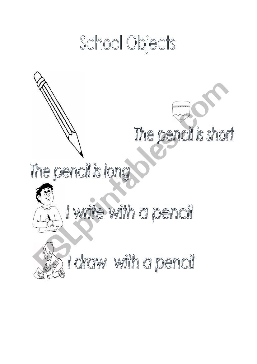 School Items. Pencil  worksheet