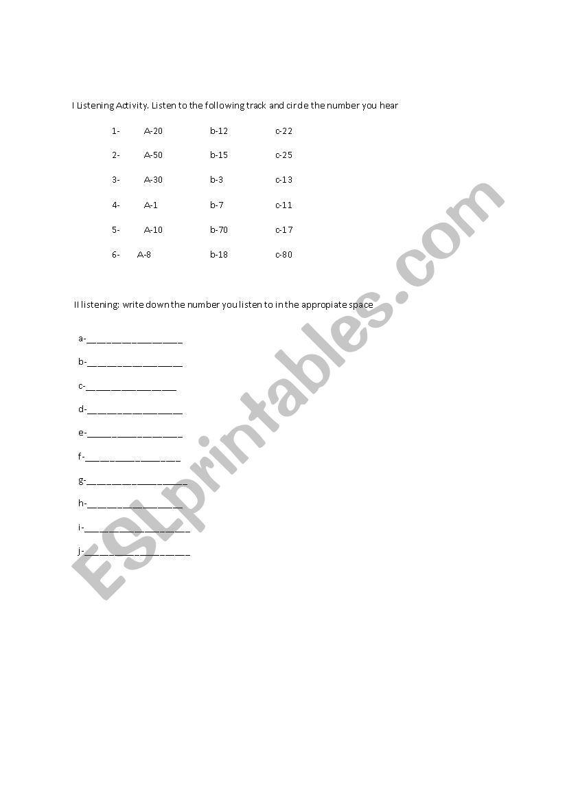 numbers worksheet worksheet