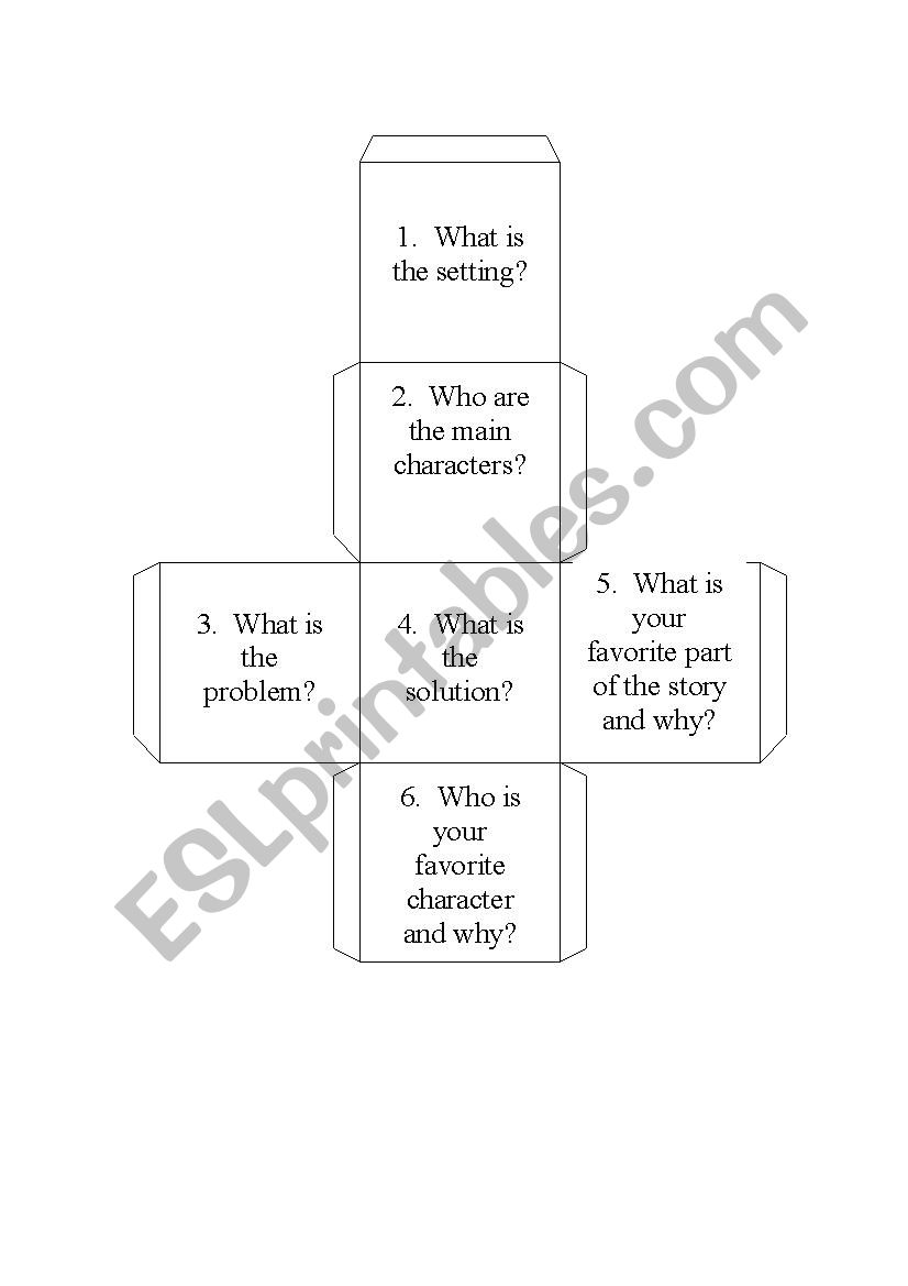 Story Comprehension Cube worksheet