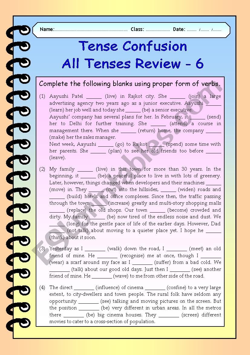 Tense Confusion All Tenses (mixed) Review - 6