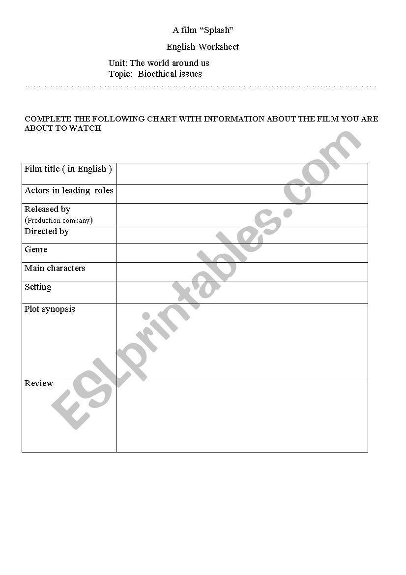 Splice worksheet