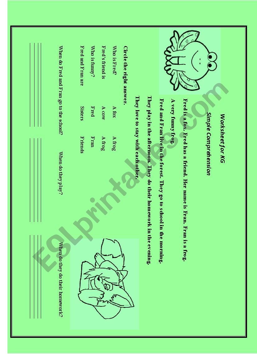 comprehension simple worksheet