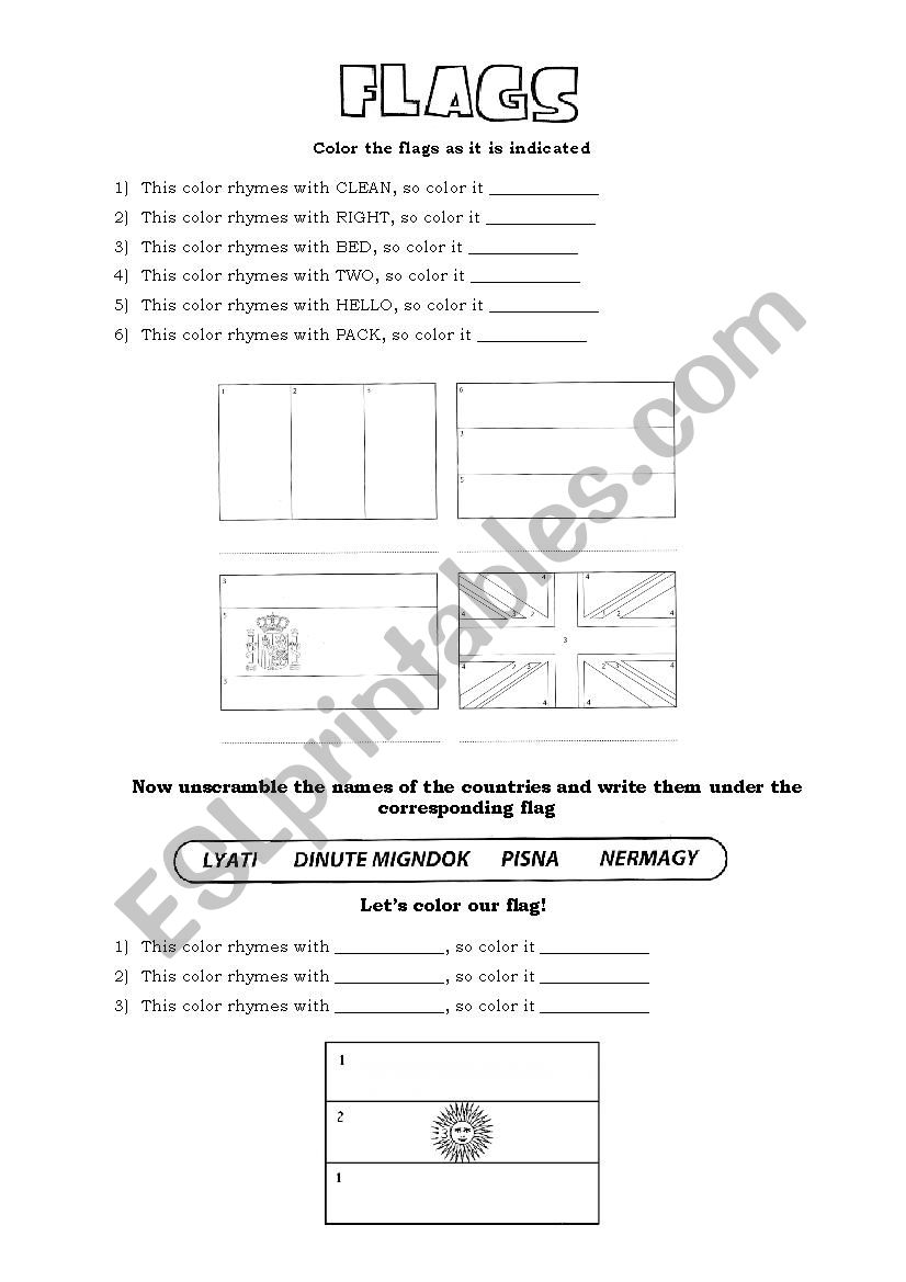 Flags worksheet