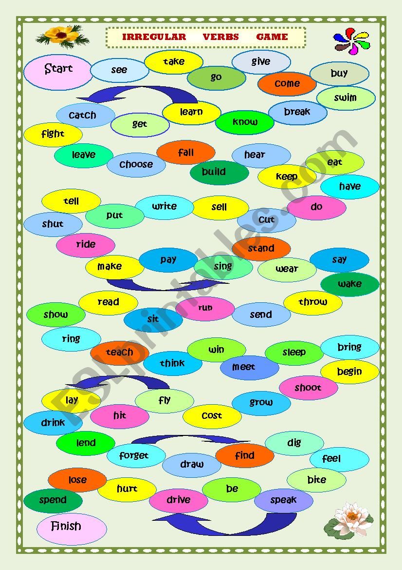 Irregular Verbs Game worksheet